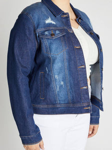 Curvy Distressed Denim Jacket