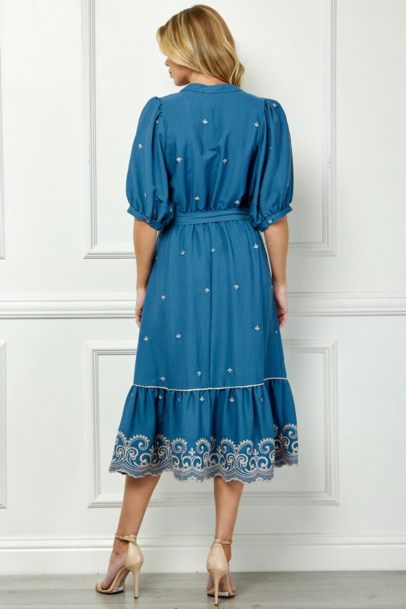 V Neck Embroidered Dress