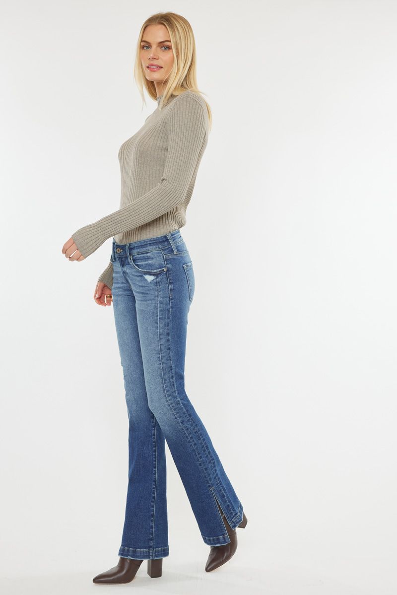 Low Rise Side Panel Bootcut Jeans