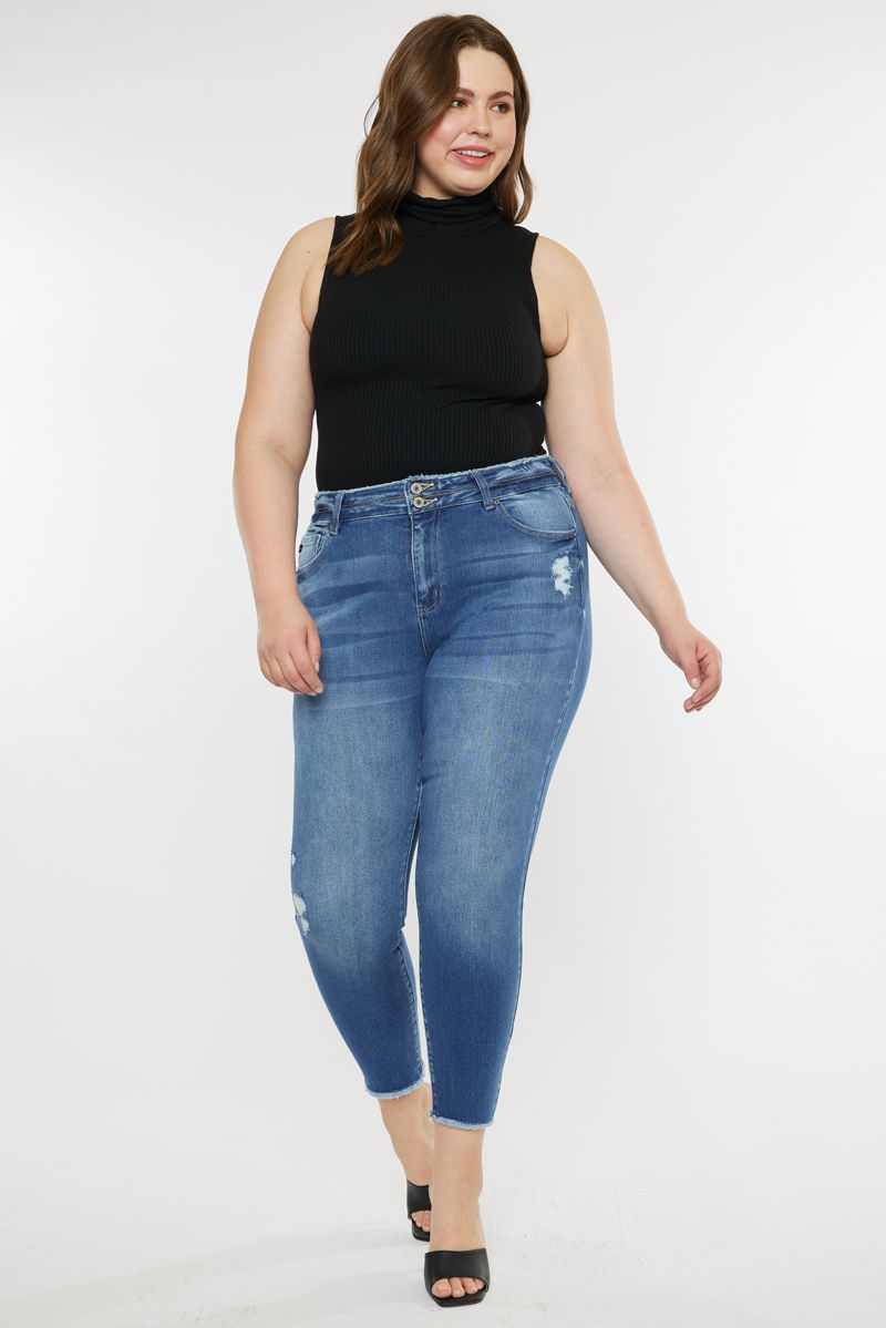 Curvy High Rise Distressed Skinny Jeans